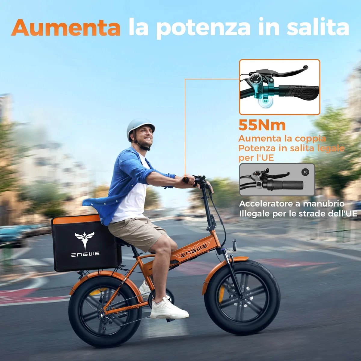 ENGWE EP-2 BOOST Bicicletta Elettrica Pieghevole Con Sensore di Coppia, 48V 13Ah Batteria Rimovibile e 250W Motore Senza Spazzole, Display a LED, 20" x 4.0" Pneumatici Grassi