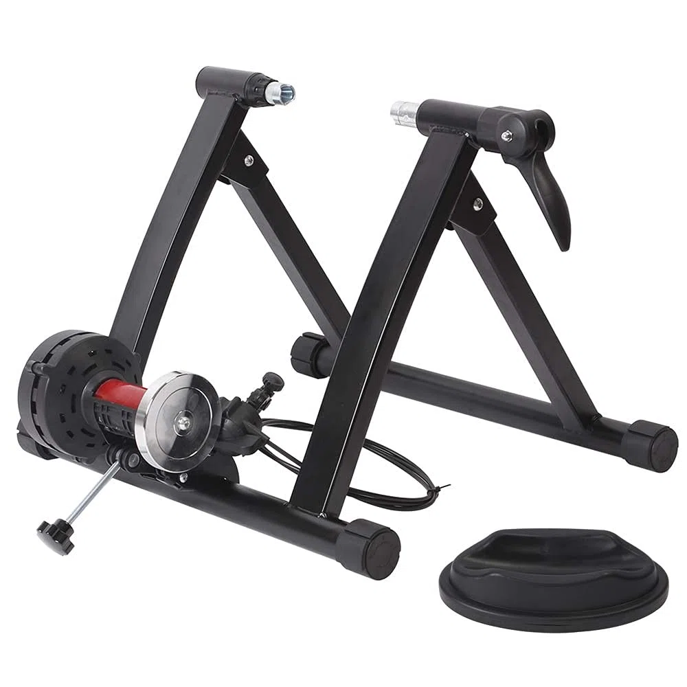 Bakaji Bike Trainer Biciletta Indoor Supporto Rullo Magnetico 6 Livelli di Resistenza Allenamento Cardio Fitness Bici Mountain Bike da Interno in Acciaio Piedini Regolabili Struttura Pieghevole