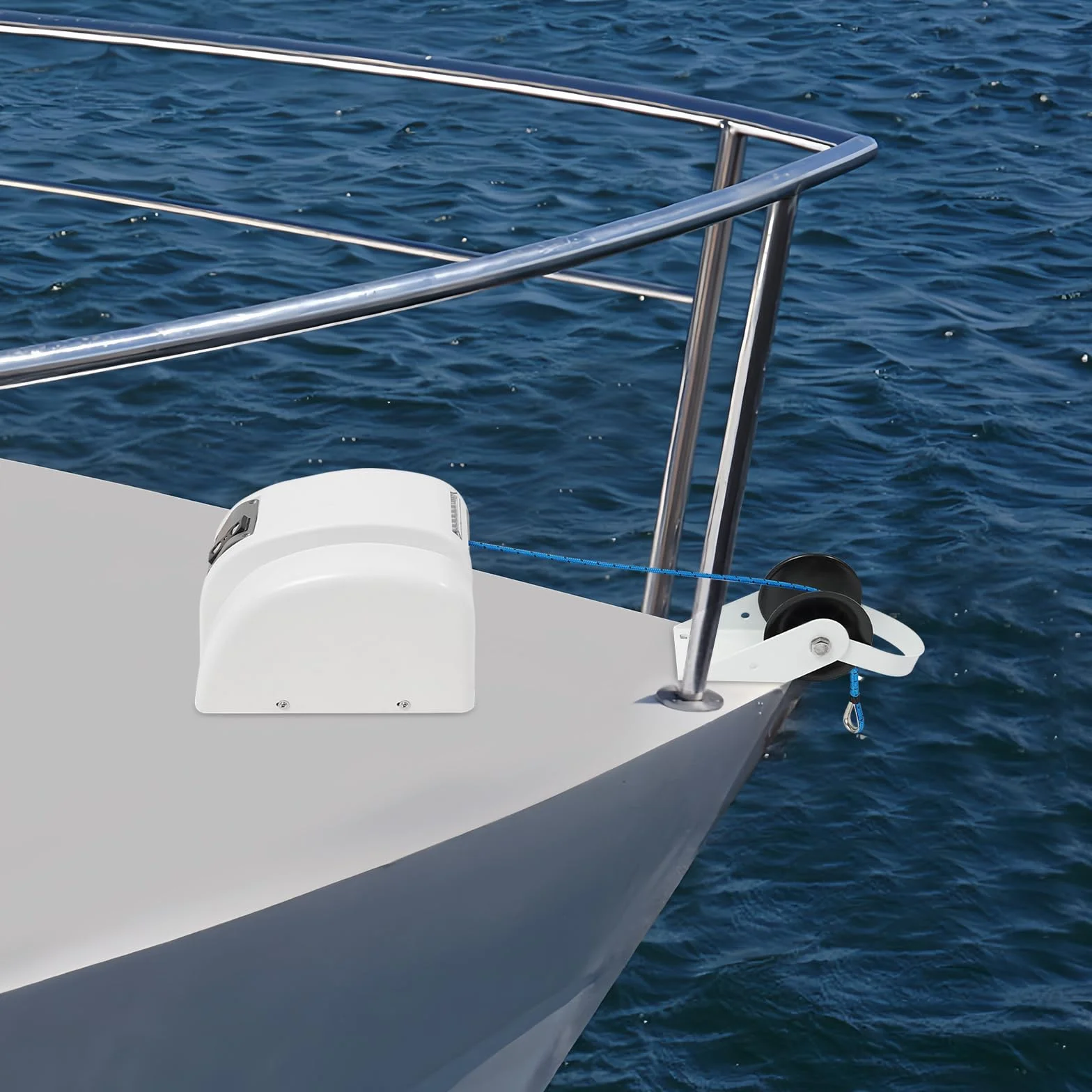 Salpa Ancora, verricello Elettrico, verricello con Telecomando, 45LBS & 700lbs e Corda di Nylon da 100 peidi, per Barche Fino a 24 peidi, Automatico