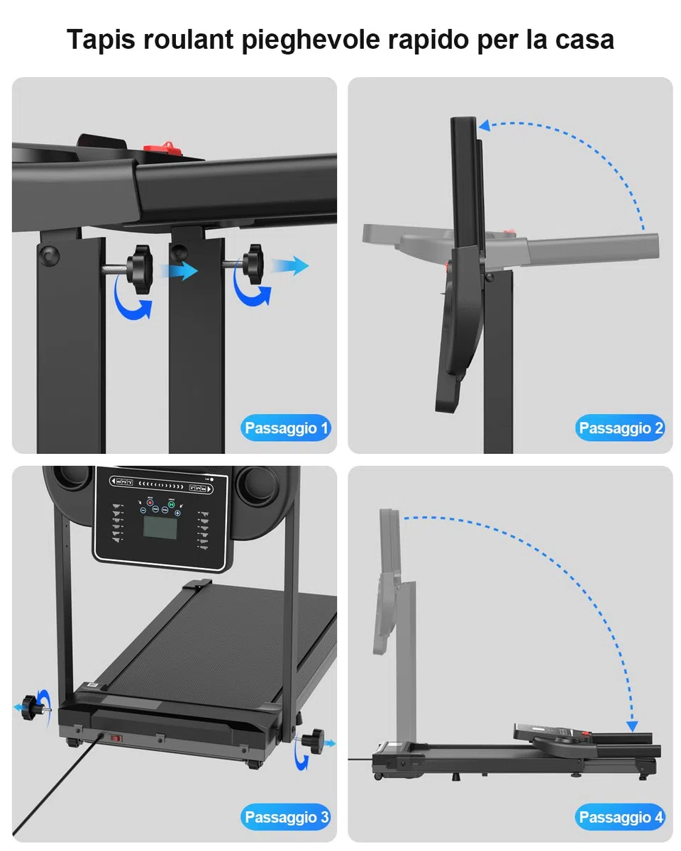Tapis Roulant Elettrico Salvaspazio Pieghevole - Economico Tapirulan da Casa Walking Pad 10 km/h Portatile Treadmill Professionale Tappeto per Camminare Con Display LCD 12 Programmi