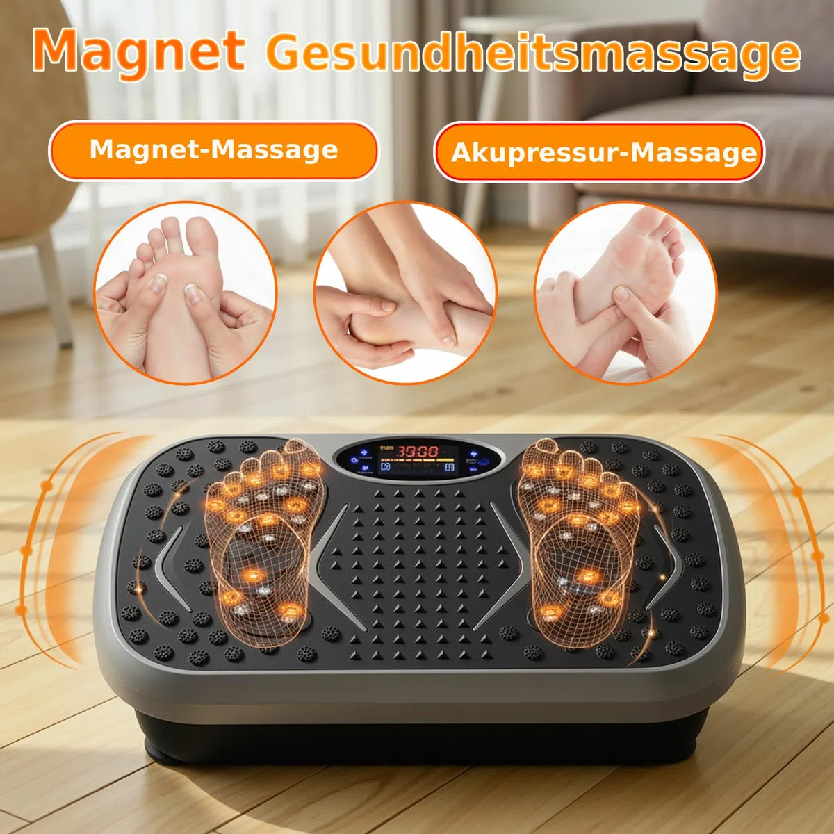TLGREEN Piastra Vibrante, Design Compatto, 99 Livelli, 5 Programmi di Allenamento, con Bande di Resistenza, Touch Screen e Telecomando, Fitness Pedana Vibrazioni, Tavola Vibrante per Casa