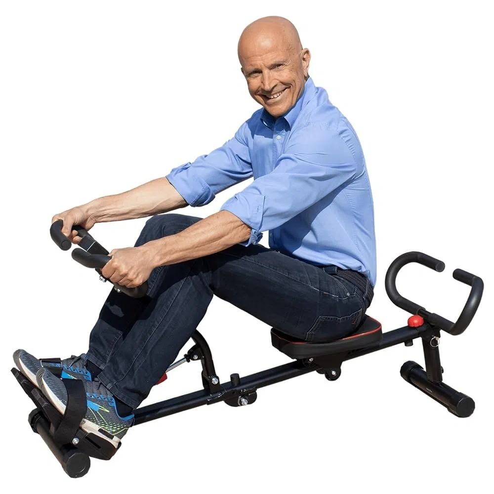 GIORGIO MASTROTA Vogatore per casa Pieghevole Con Display e 12 Livelli di resistenza Salvaspazio e silenzioso Attrezzo Palestra Multifunzione Pettorali Glutei Addominali Gambe Braccia Aerobica