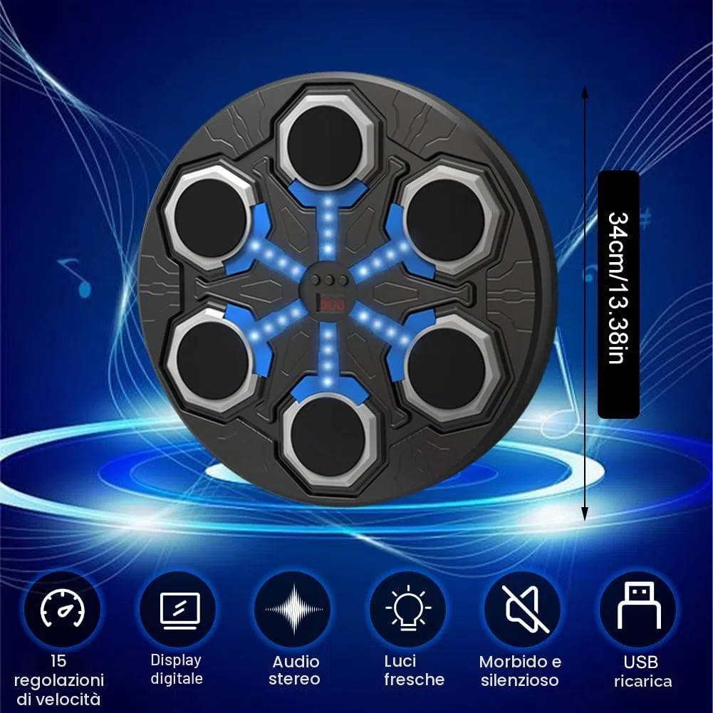 Music Boxing Machine, LED Bluetooth intelligente Music Box Macchina con funzione di conteggio, USB ricaricabile Smart Boxe con 15 modalità di velocità, macchina da boxe montata a parete per adulti