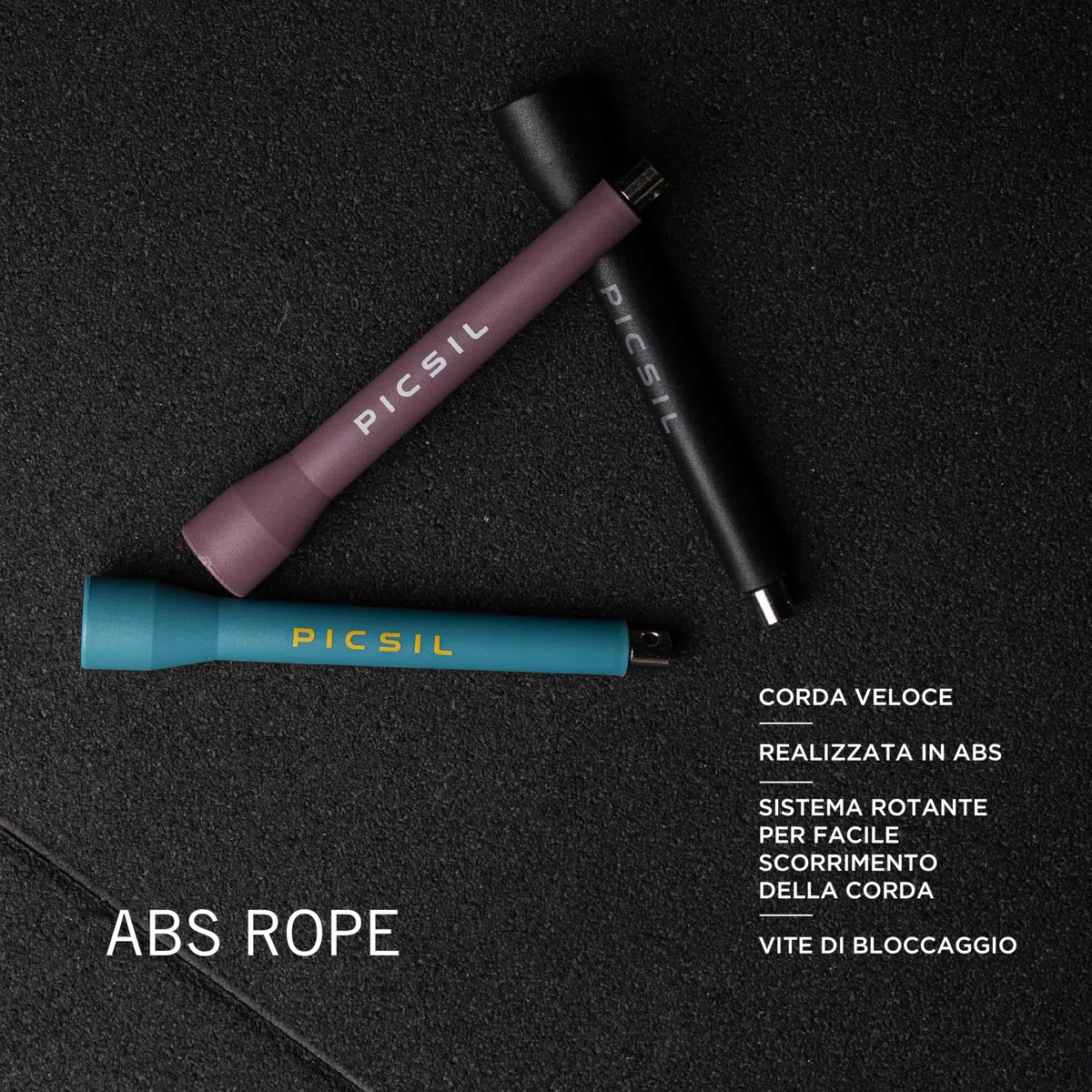PICSIL - Corda per Saltare Professionale ABS, Speed Rope Regolabile in Acciaio, Manici Antiscivolo Ergonomici, per Cross Training, Fitness e Double Under