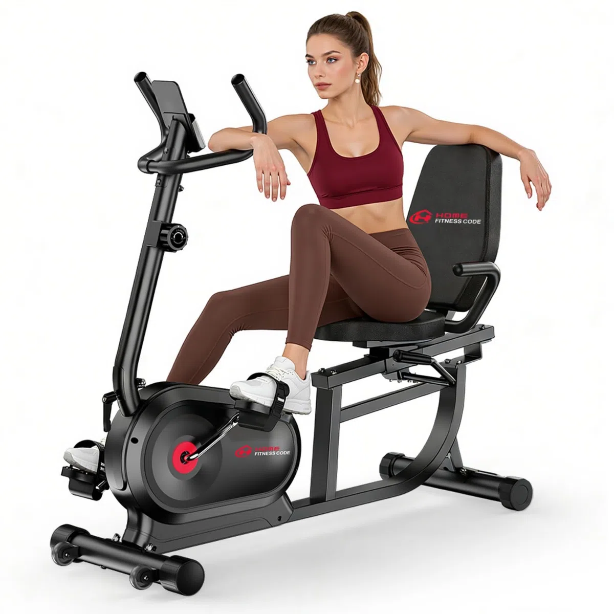 Cyclette da Seduti per Casa, Cyclette Orizzontale Magnetica con Schienale Ergonomico, 16 Livelli di Resistenza, Display LCD, Ideale per Cardio e Recupero, 150KG