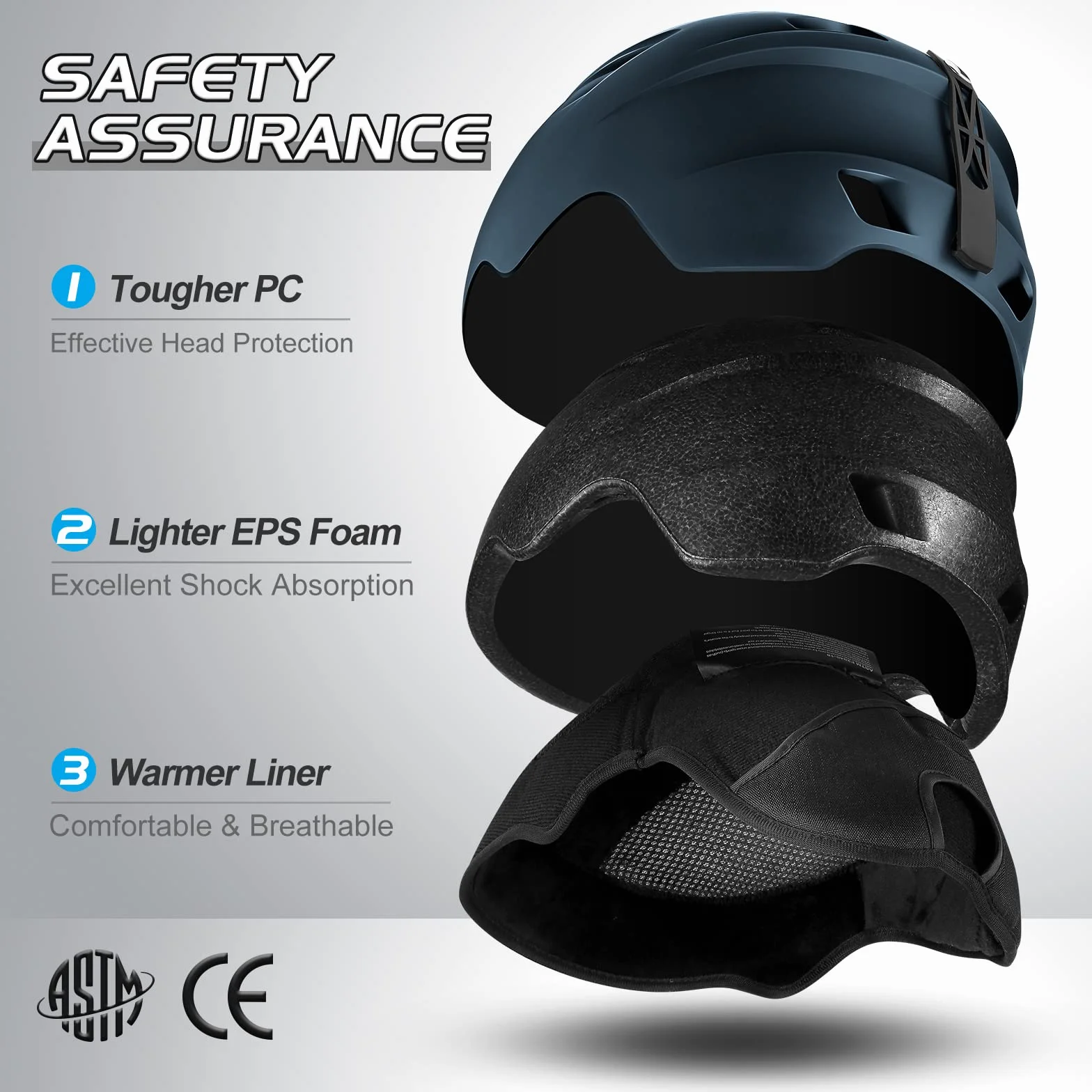 Odoland Casco da Sci Integrale con Visiera, Casco Sportivo per Uomo e Donne, Casco da Snowboard con Maschera UV 400 Proteczione e Antivento, Casco per Sport Invernali