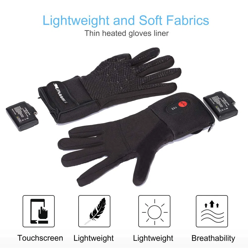 Guanti Elettrici Riscaldati Foderato con Batteria Ricaricabile Touchscreen Uomo e Donna Sottili Guanti Termici Invernali Scaldamani per Ciclismo Sci Caccia Pesca Morbo di Raynaud Artrite