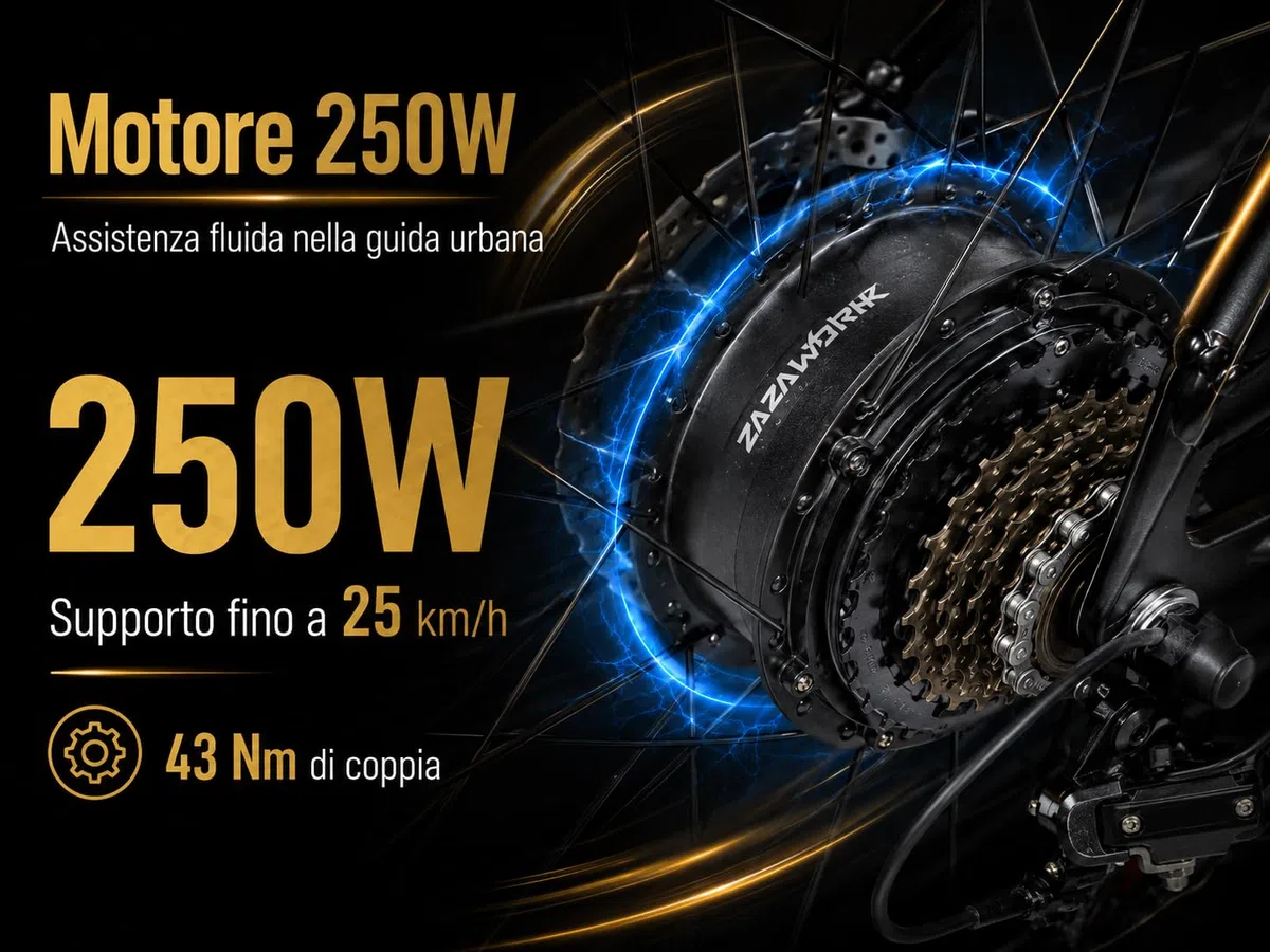 Bicicletta Elettrica 26 * 2,35 pollici pneumatici per adulti, bici elettrica a 7 velocità, batteria rimovibile 36V20AH, commuting urbano fino a 100-120 km, motore da 250W
