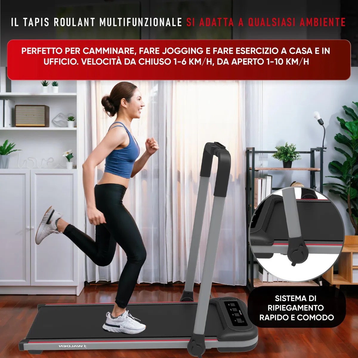 Tapis roulant waking pad 2in1 elettrico per la casa 1-10km/h Walden