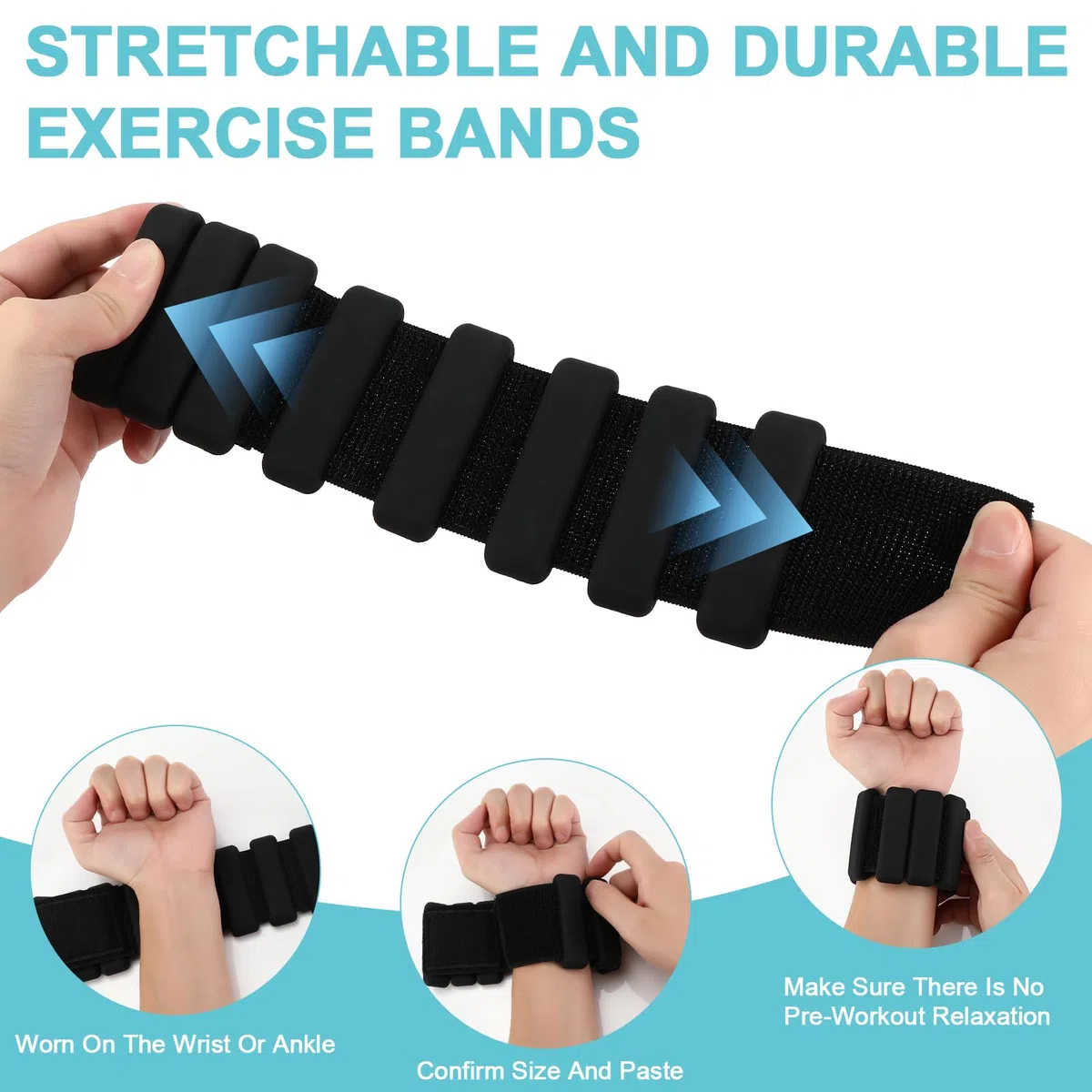 Auauraintt Set di pesi regolabili per polsi e caviglie, 2 pezzi (0,45 kg ciascuno) – Braccialetti portatili per yoga, danza, pilates, cardio, aerobica e camminata
