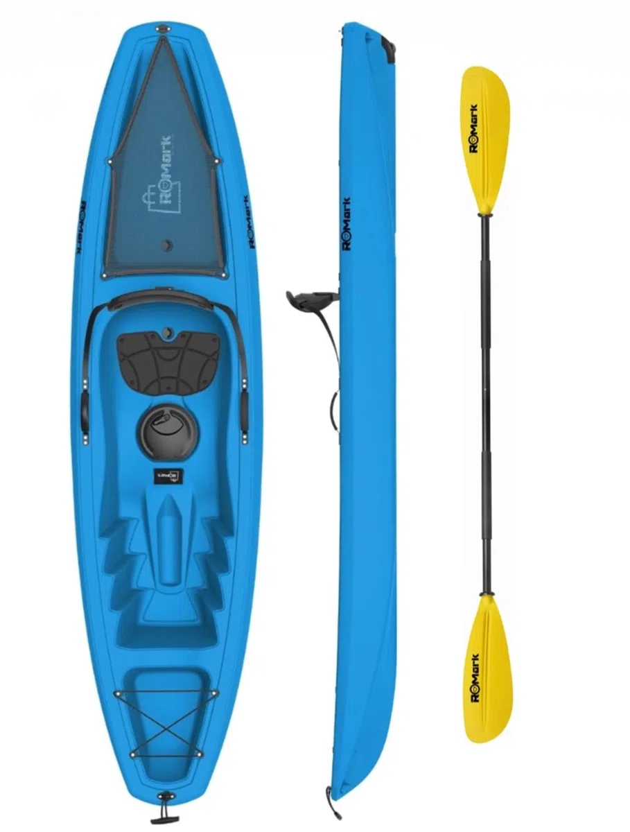 ROMARK Kayak - Canoa da 268 cm - VARI COLORI - 1 gavone + 1 pagaia + 1 seggiolino + 1 ruotino mare sport lago