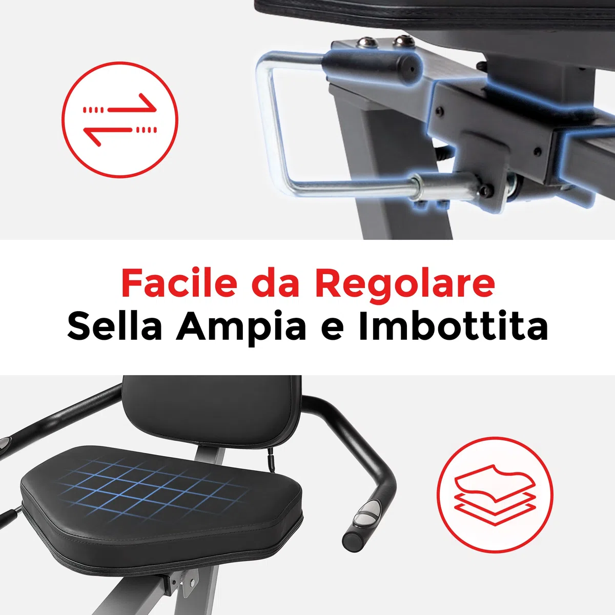 Sunny Health & Fitness Cyclette Reclinabile Smart – Allenamento Corpo Libero con Esercitatori per Braccia e Gambe, Sedile Regolabile, Sensori di Polso Integrati, Connessione Gratuita all'App SunnyFit