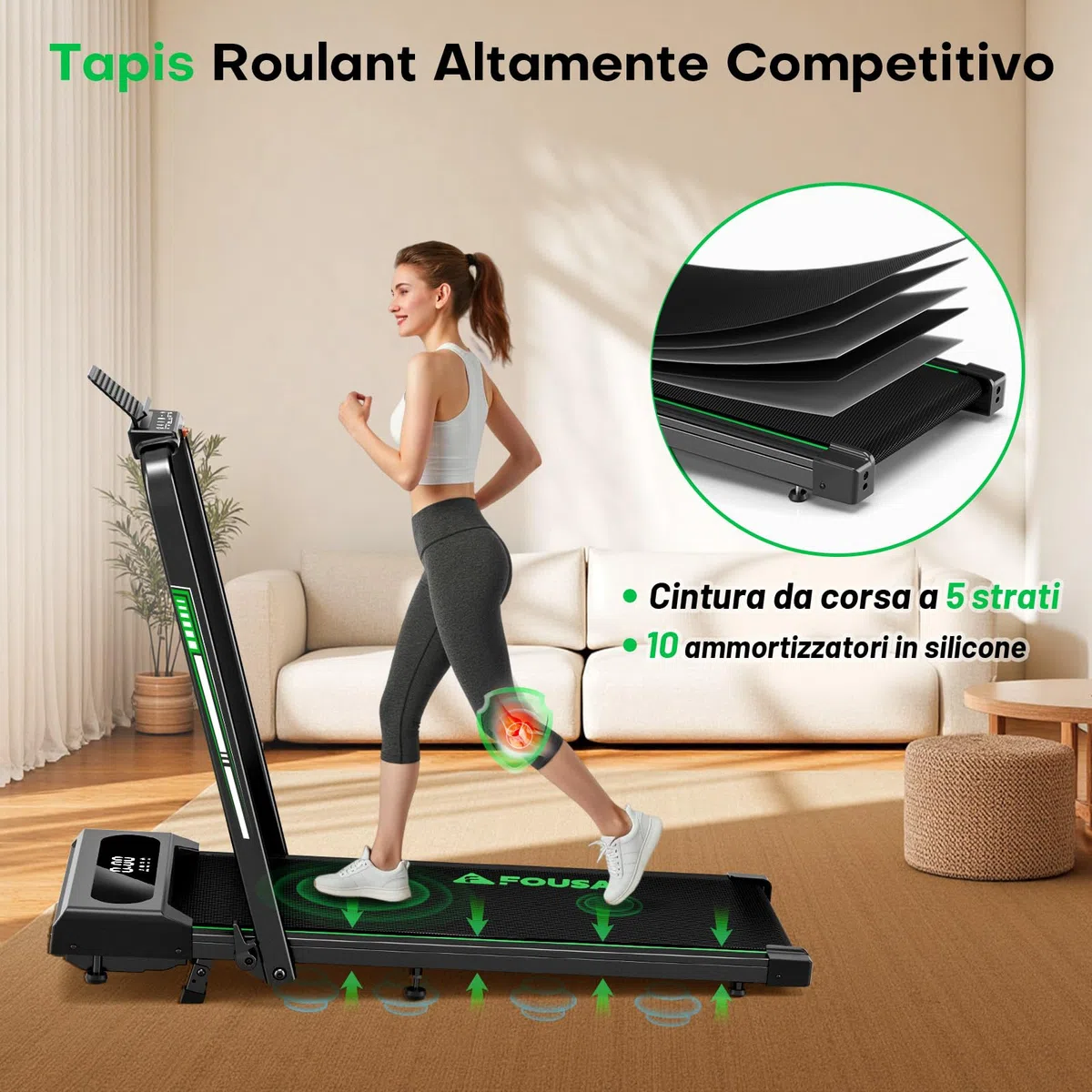 Tapis Roulant Elettrico Pieghevole 1-12km/h, 5 in 1 tapirulan con Inclinazione, Salvaspazio Con Doppio Display LED, Supporto per App e Tablet, Telecomando, Nessuna Installazione Richiesta