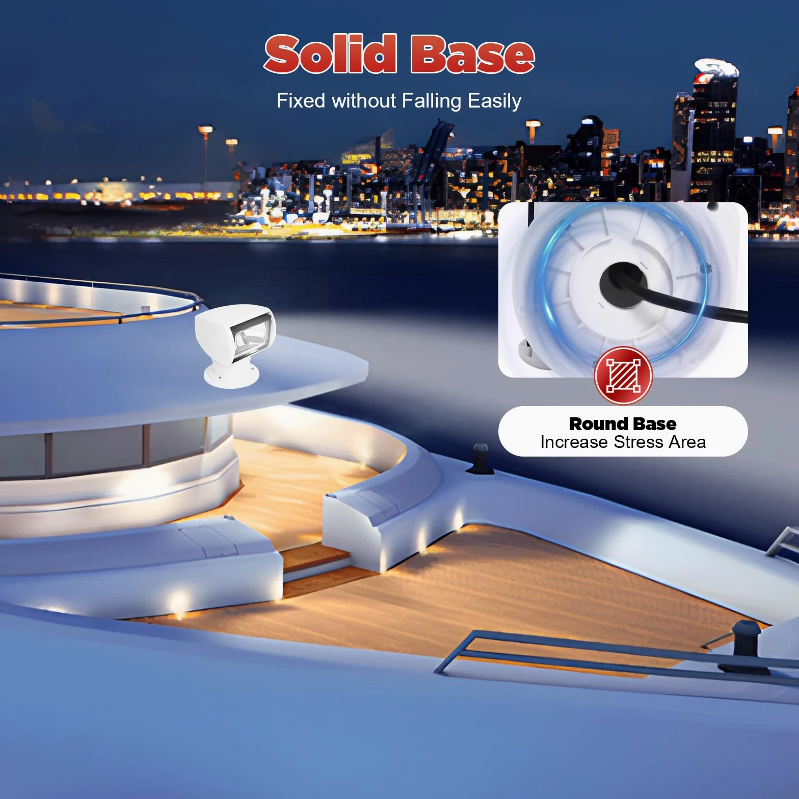 Faro di ricerca telecomandato, IP66, impermeabile, 100 W, per barche, fanali per barche, con base solida, distanza di illuminazione 800 m, per navi notturne, pattuglie marine