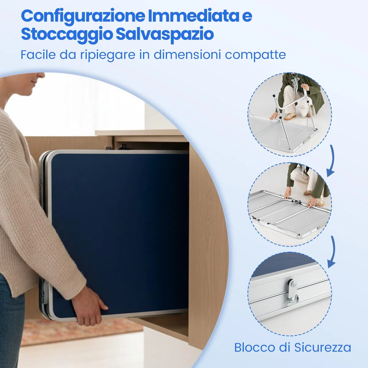 COSTWAY Tavolo da Ping Pong Portatile 120 x 76 cm, Set di Tennis da Tavolo Pieghevole con Rete, 2 Racchette, 2 Palline, Altezza Regolabile a 3 Livelli, Struttura in Alluminio, da Interno ed Esterno