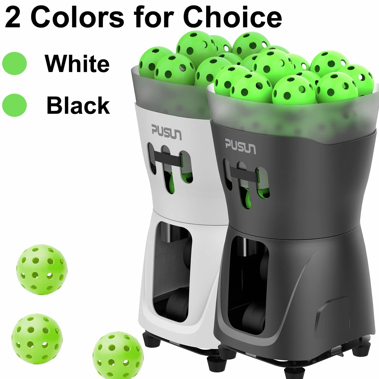 PUSUN Macchina per pickleball, macchina per pickleball PP-Mini Pro per bambini e principianti, supporta app e telecomando, contiene 65 più palline contemporaneamente, durata della batteria 3-5 ore,