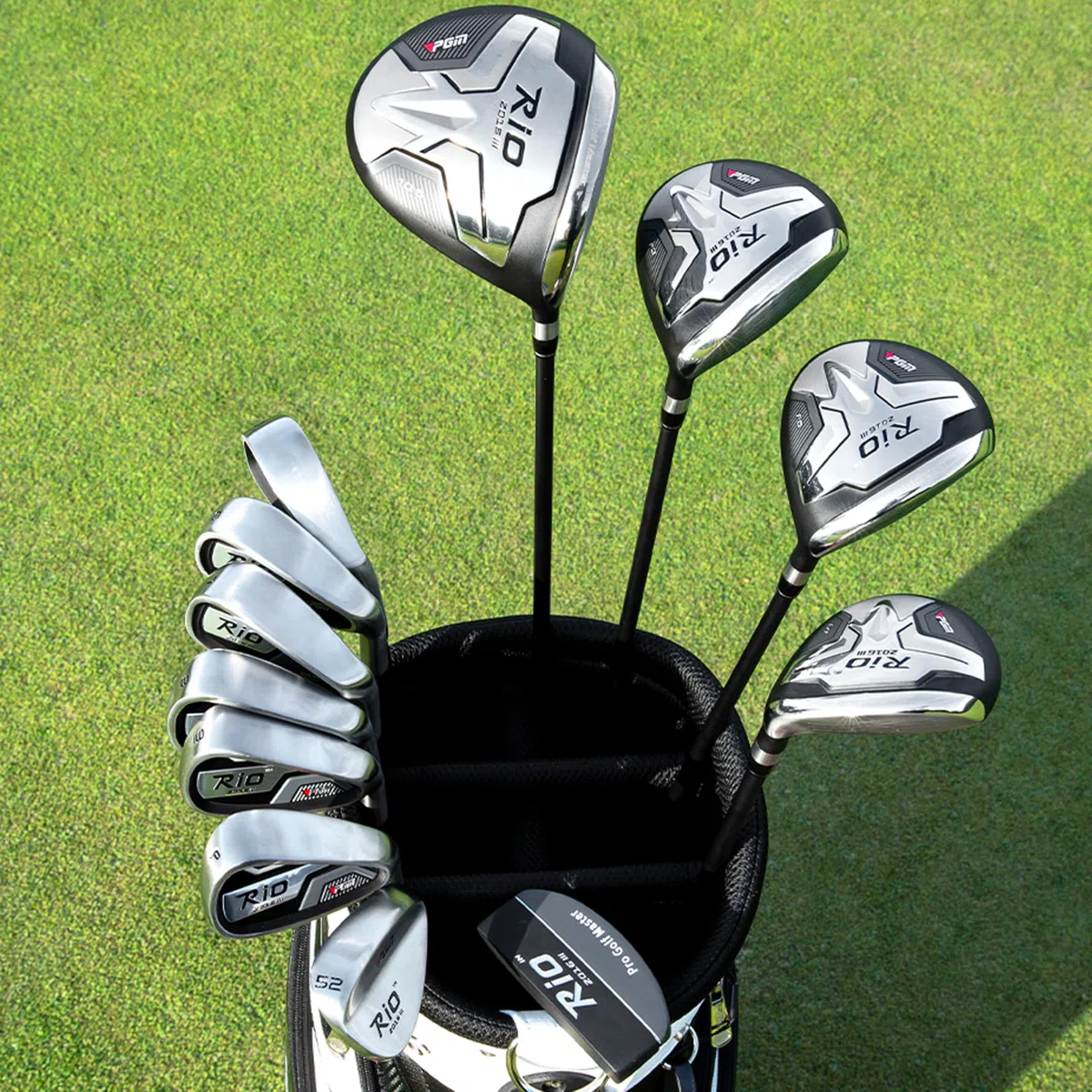 PGM Set completo di mazze da golf da uomo, 12 pezzi, 3 legno (#1,3,5), 1 ibrido (#4H), 6 ferri (#5, 6, 7, 8, 9, PW), 1 cuneo di sabbia (52°), 1 putter - sacca da golf - testa del club in titanio,