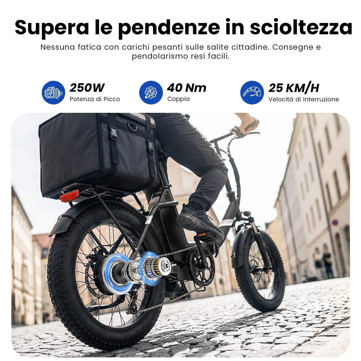Touroll Bicicletta Elettrica, S3/S3 Pro Bici Elettrica pieghevole, 20"×3.0" fat bike elettrica, Autonomia 195 KM, Forcella Ammortizzata,Batteria Rimovibile