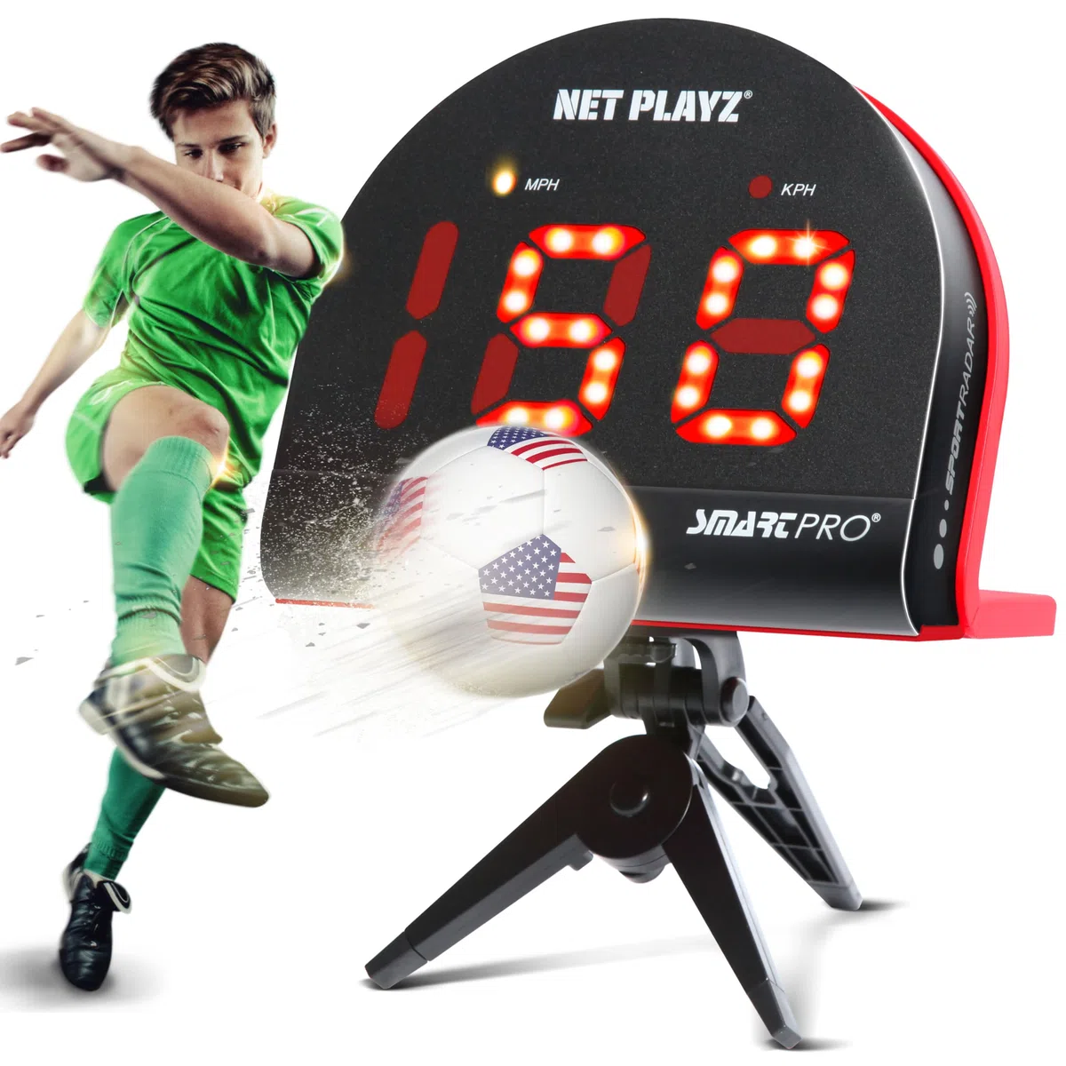 Radar di calcio, Attrezzature per l'allenamento dei sensori di velocità (pistole radar a mani libere, pistole di velocità di tiro | Regali di calcio, gadget e attrezzatura high-tech per giocatori di