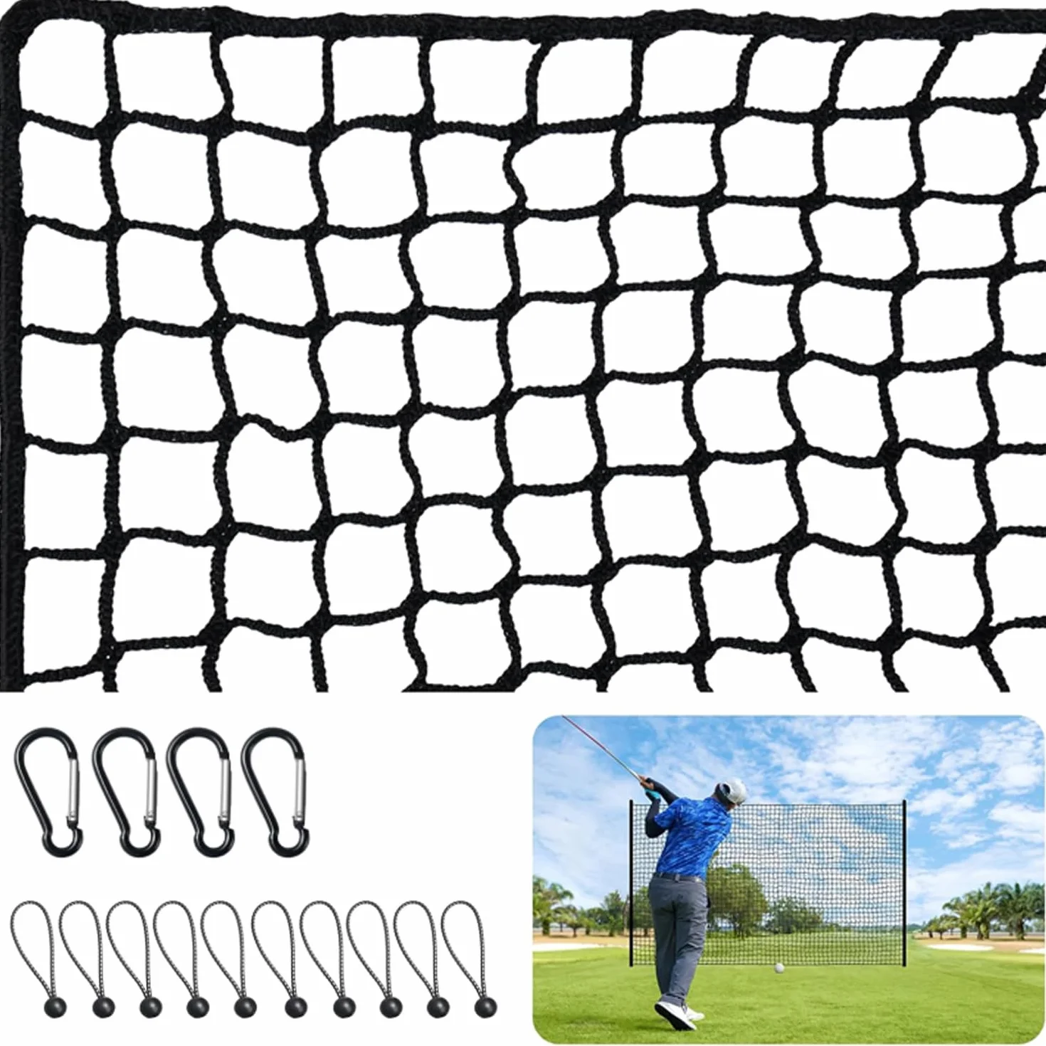 Rete da Golf 3x6M Nero Poliestere | Rete di Allenamento Resistente per Driving Range & Giardino | Installazione Rapida, Antistrappo e UV-Resistente