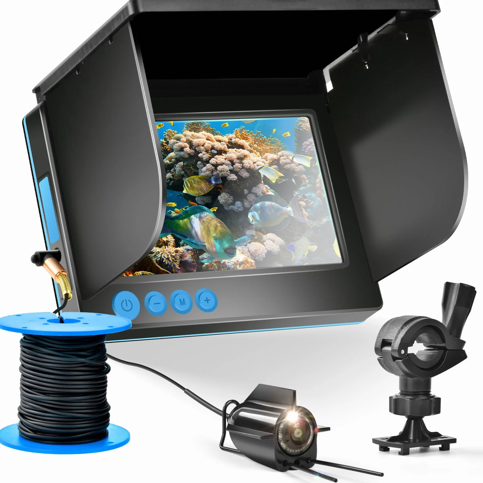 Fischfinder Fish Finder - Fotocamera con display IPS da 5 pollici, fotocamera subacquea, visione notturna grandangolare, IP65, impermeabile, per ghiaccio, fiume e barca