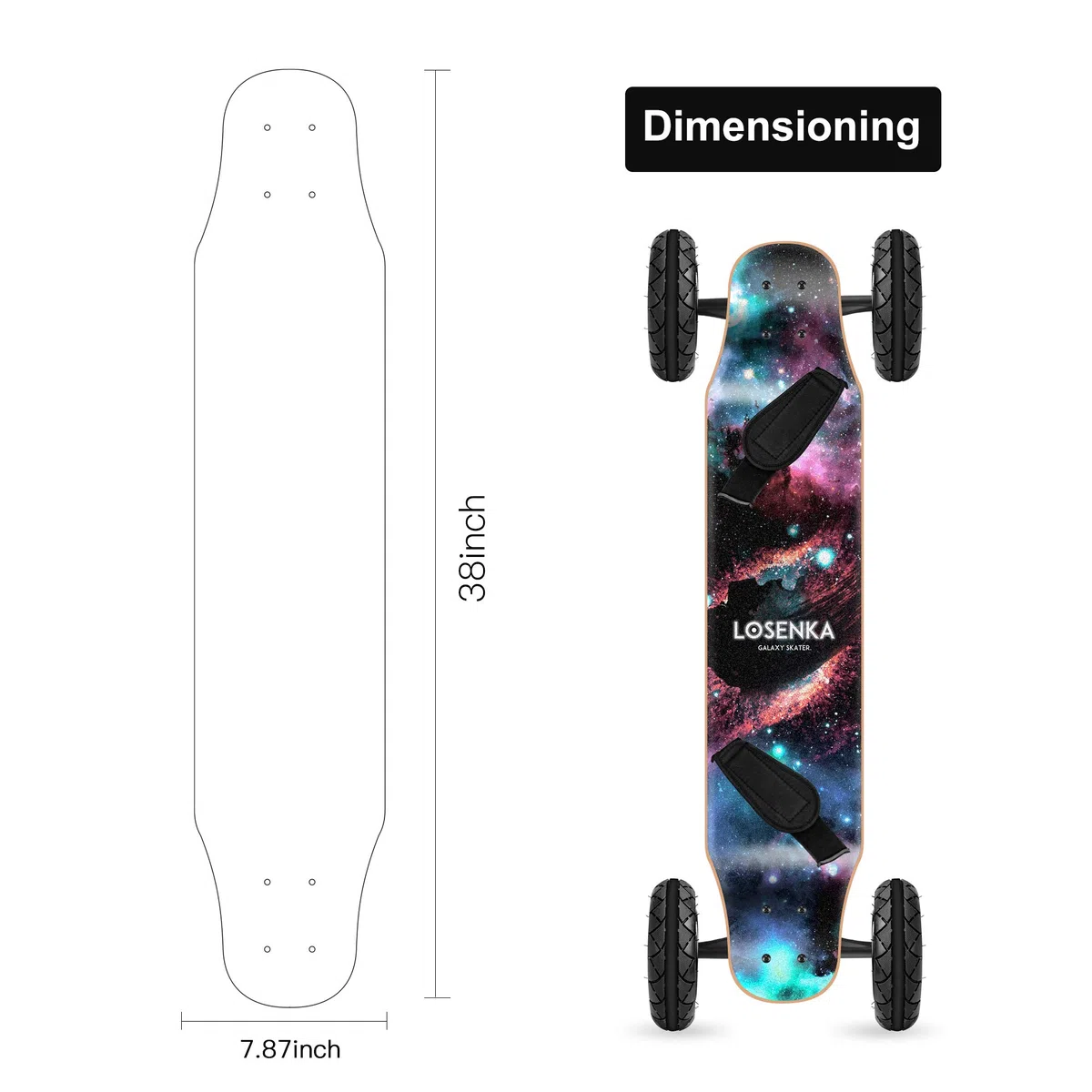 MountainBoard All Terrain Skateboard Kiteboard Cross Country Mountainboard Big Wheel Downhill Longboard All Terrain Longboard Kite Board con attacchi per Cruising e Downhill..