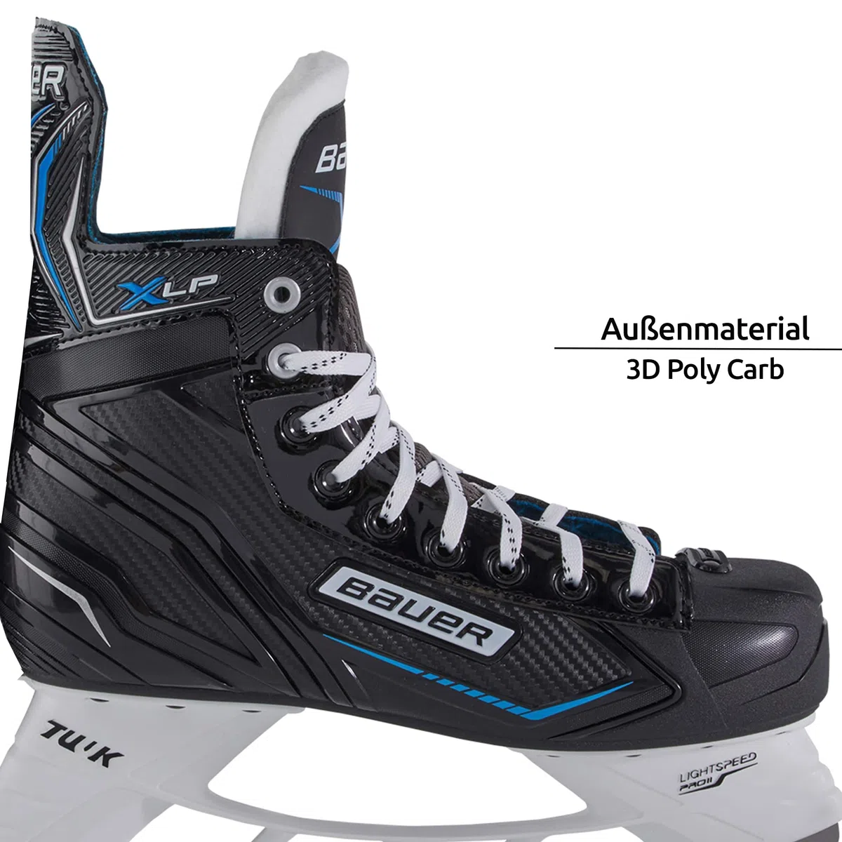BAUER S21 X-Lp Skate - SR Scarpa da Hockey su Ghiaccio Schwarz/Weiss/Blau/Silber 12