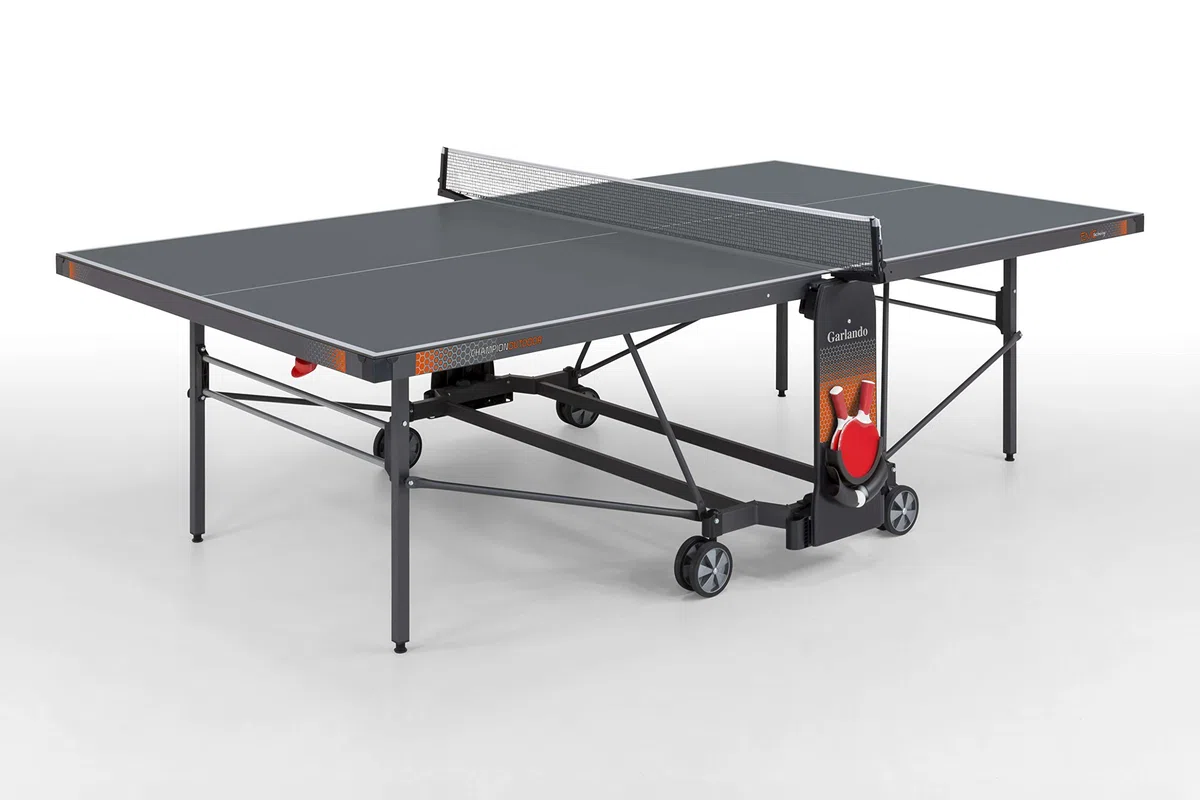 Garlando Tavolo Ping Pong Champions Outdoor con Ruote - Piano Grigio