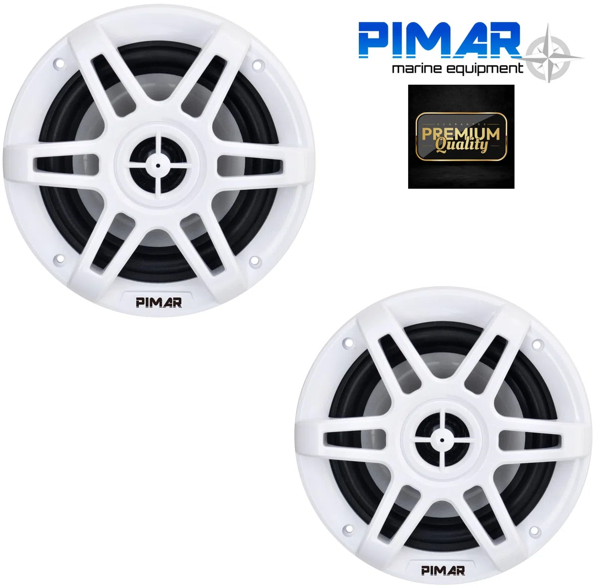 PIMAR Kit stereo con casse bianche150 WATT + telecomando presa usb radio bluetooth accessori barca gommone nautica (KIT STEREO CON 2 CASSE)