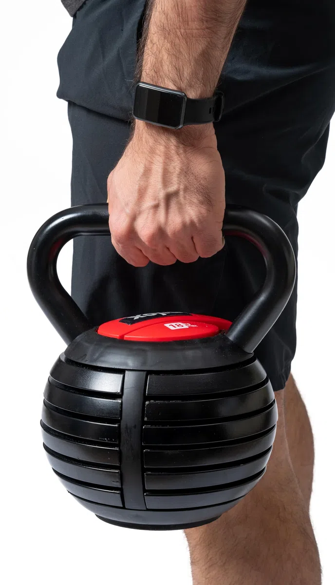 Nilox Kettlebell Regolabile in Acciaio, Peso Regolabile da 2 a 18 kg, Impugnatura Salda, Piastre in Acciaio Resistenti alla Corrosione, Attrezzo da Palestra per Allenamento Forza e Cardio