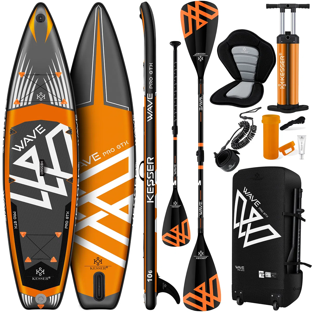KESSER® Set de Tabla de SUP inflable PRO GTX con Bolsa de transporte de Alta presión Premium Stand Up Paddle Board | 350 x 78 x 15 cm 11,06" Soporte de cámara | Tabla de Surf de 6 pulgadas de groso