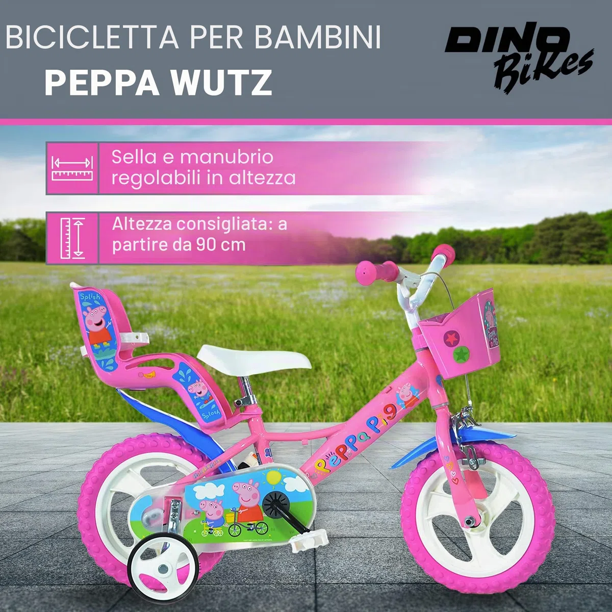 Dino Bikes per Peppa Pig Bicicletta Bambina 12 pollici