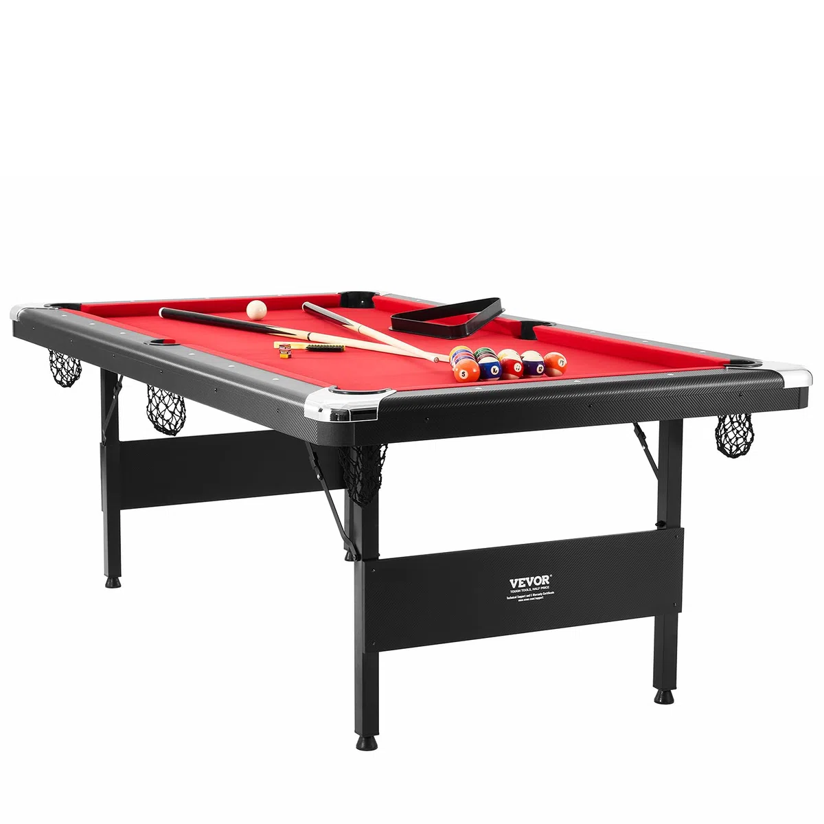 VEVOR Tavolo da Biliardo da 7 Piedi, Pieghevole Salvaspazio, Set Con Palline, Stecche, Gesso, Nero, Perfetto per la Sala Giochi di Famiglia per Bambini e Adulti