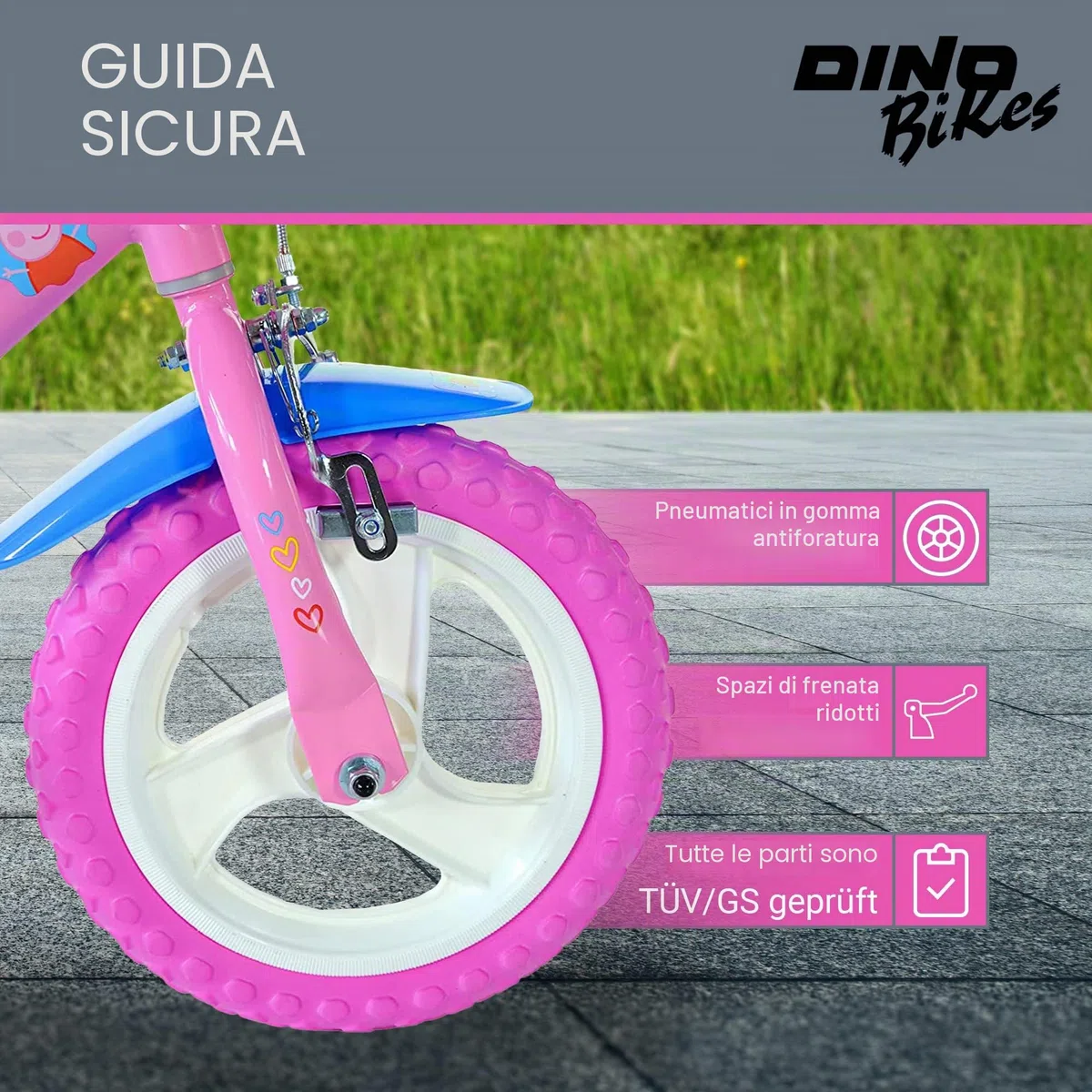 Dino Bikes per Peppa Pig Bicicletta Bambina 12 pollici
