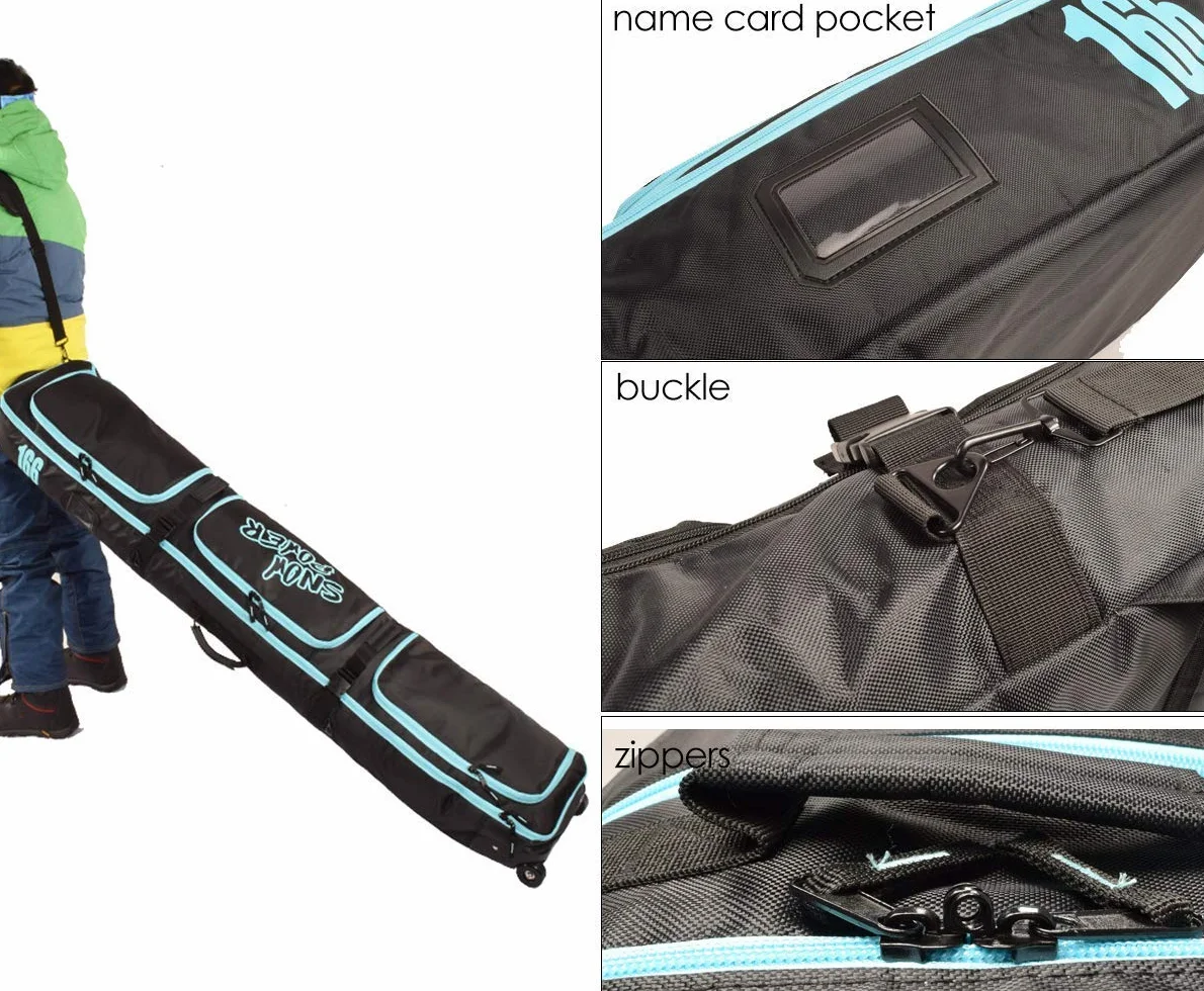 Borsa da snowboard,con rotelle,Imbottita e con manici per il trasporto,Impermeabile,Borse da tavola da snowboard con 3 sacchetti di immagazzinaggio