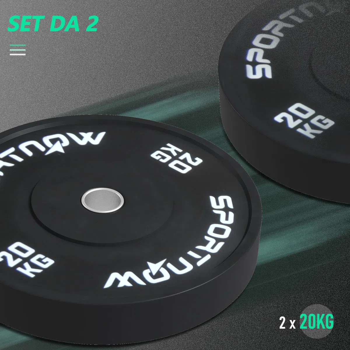 SPORTNOW Set di 2 Dischi Palestra da 10/20kg, Dischi per Bilanciere e Manubri con Attacco Ø5 cm per Allenamento a Casa e Palestra, Nero
