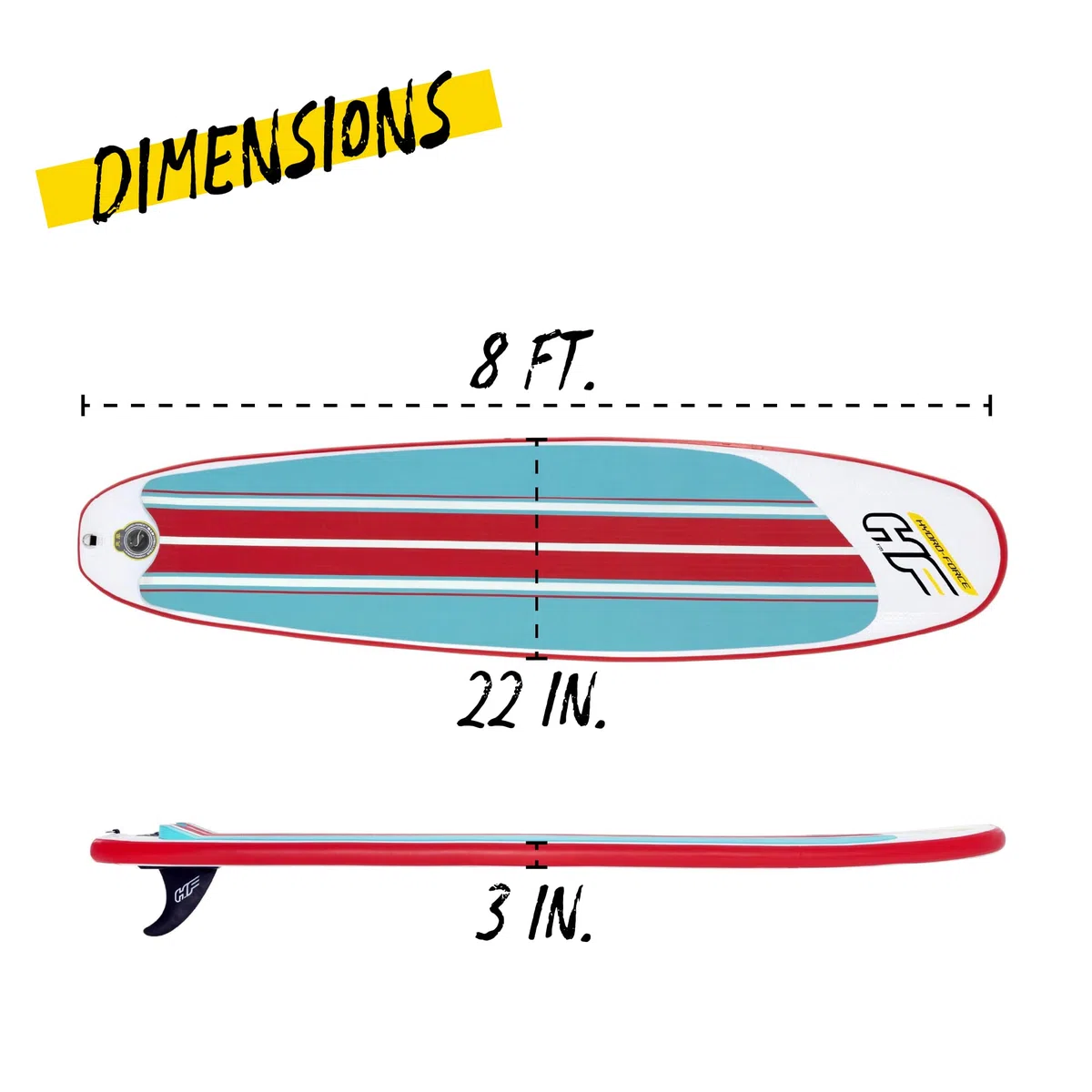 Bestway 65336-3 Tavola da Surf Gonfiabile, 243 x 57 x 7 cm, Max 90 kg