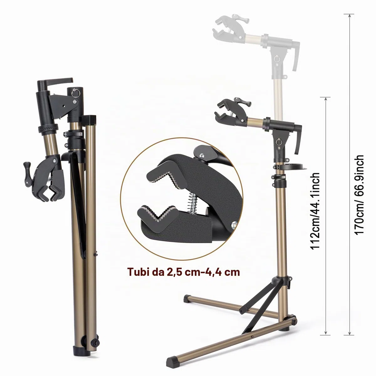 CXWXC Supporto per Manutenzione Bici, Cavalletto per Riparazione e-Bike fino a 36kg, Regolabile in Altezza, Pieghevole e Girevole a 360° per MTB, Bici da Corsa, e-Bike