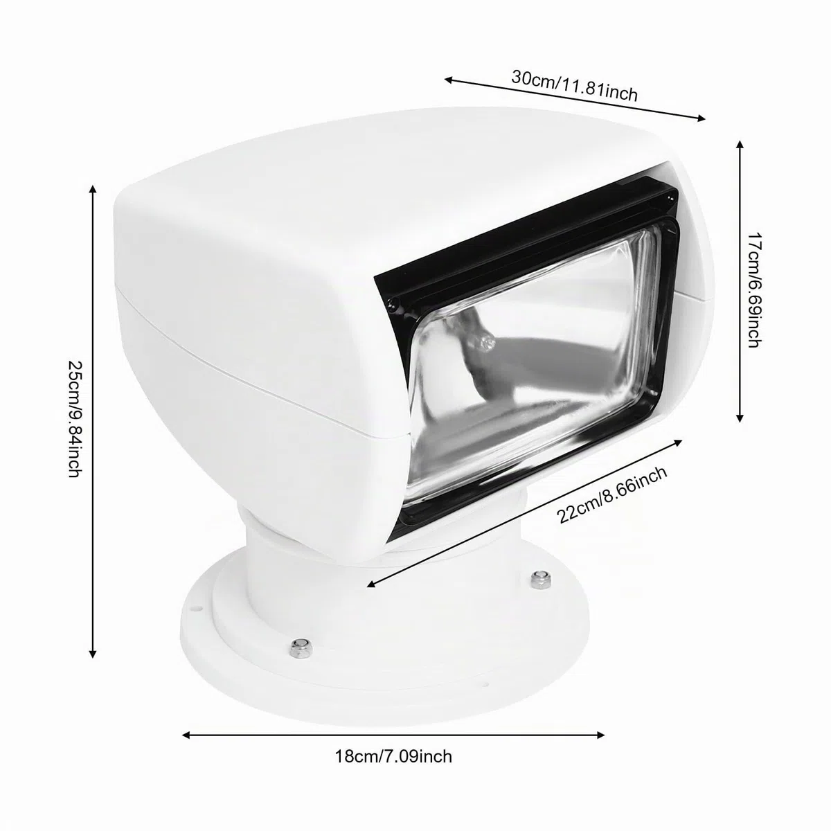 MINRS Faro per barche, faro di ricerca per barche, faro marino, telecomando Xenon marino DC 12V 100W, telecomando rotante 360 gradi, luce di lavoro IP66 impermeabile per yacht, guardia costiera