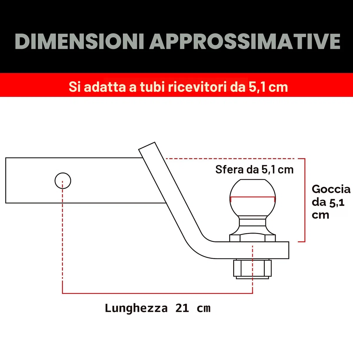BIG RED ATRLY2003R-1 - Supporto per gancio di traino e sfera: compatibile con sfera/ricevitore da 5,1 cm, capacità 2,7 kg