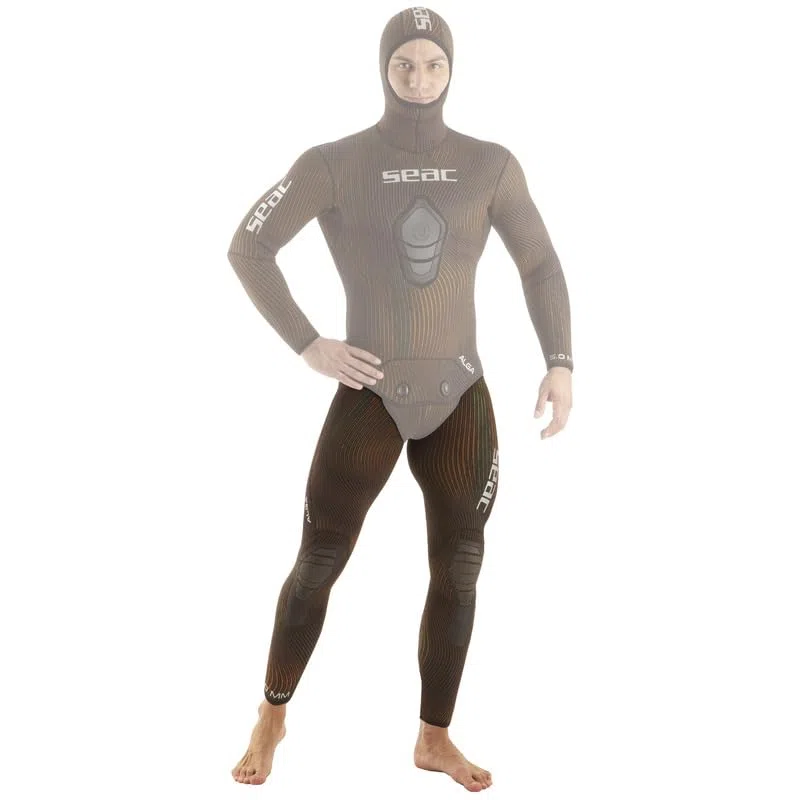 SEAC Alga, Pantalone a Vita Alta per la Pesca Subacquea, Muta Umida in due Pezzi in Neoprene Mimetico Spaccato Stretch