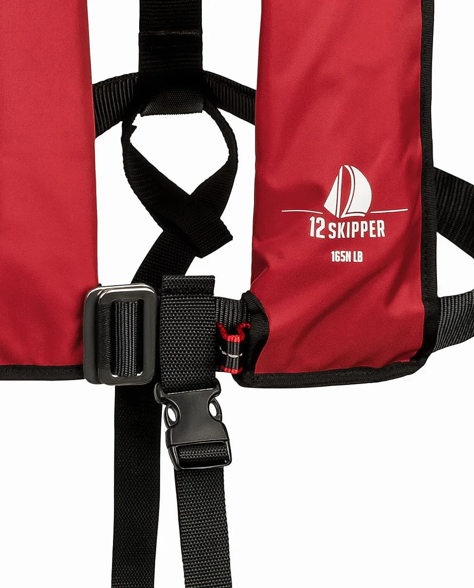 Set di 4 12skipper giubbotti di salvataggio automatici 165N ISO con imbragatura, rosso