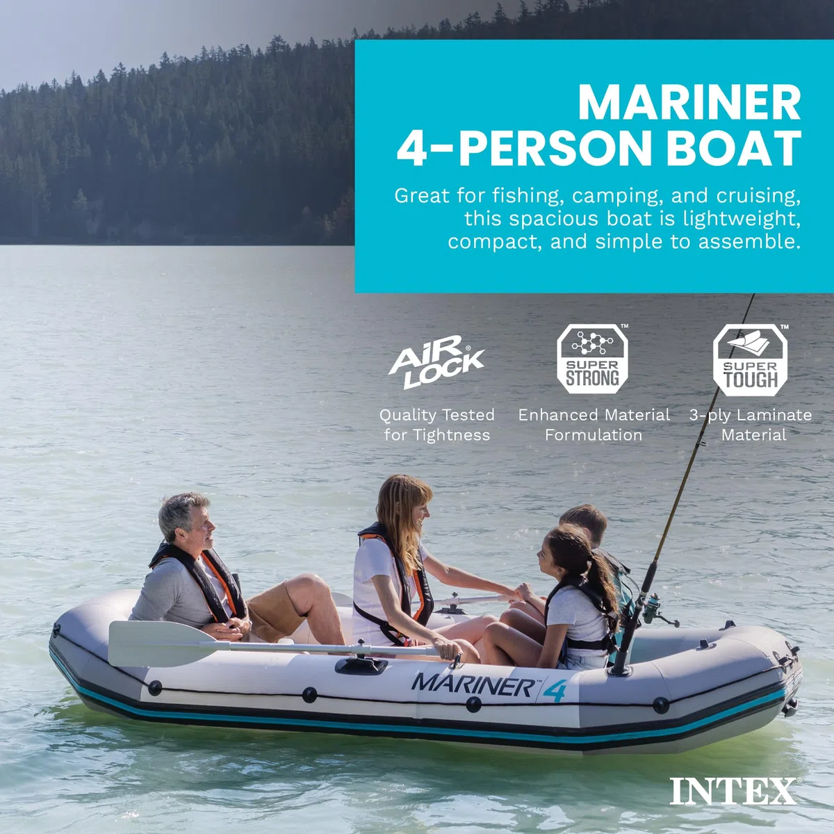 Intex 68376 4 Pro Mariner Battello gonfiabile 4 posti con remi e pompa