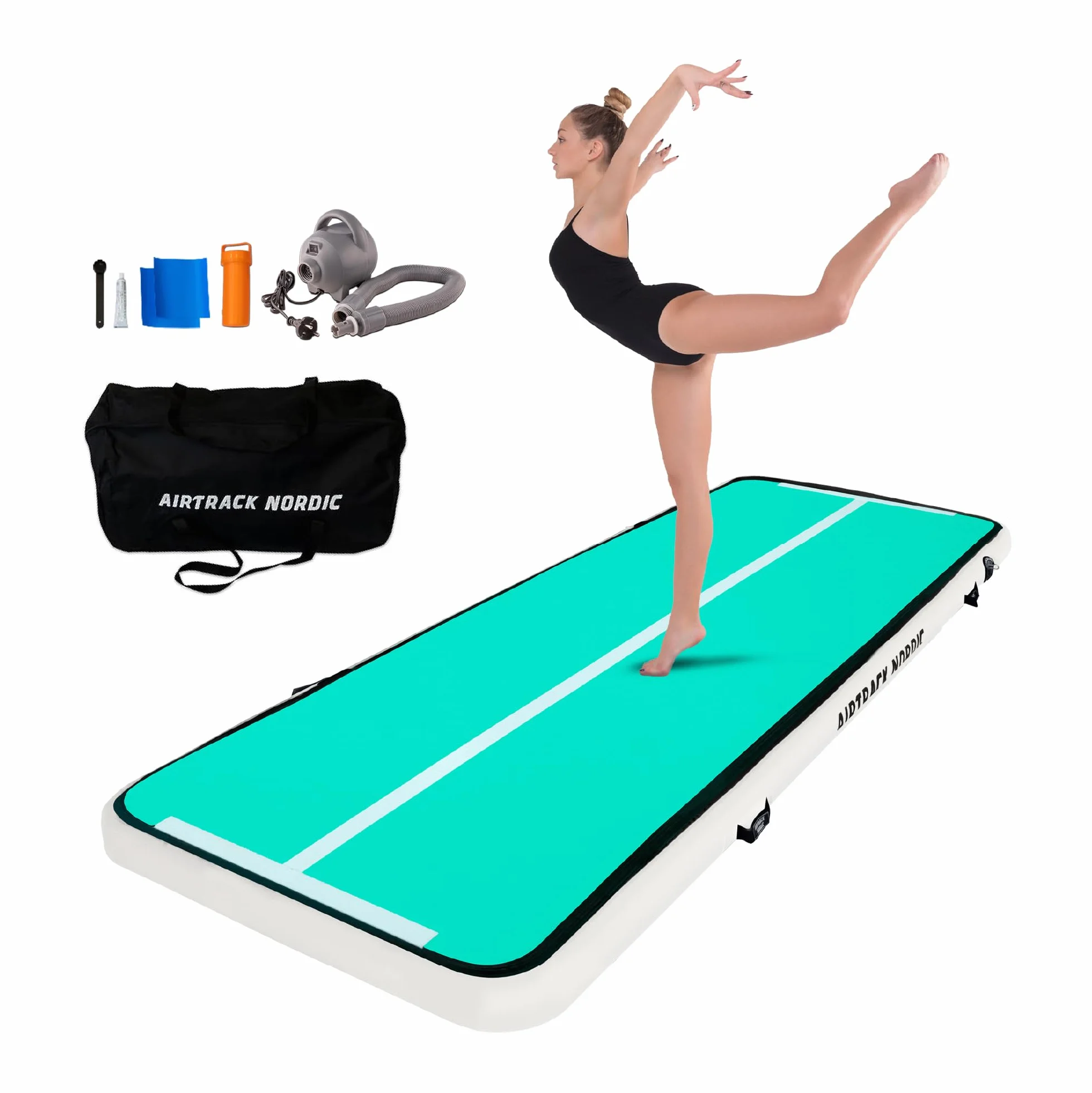 AirTrack Nordic Home Special Edition Air Track 3m/4m/5m/6m/7m/8m con pompa ad aria, tappeto ginnastica artistica da casa, tappetino gonfiabile resistente e facile da trasportare, per ginnastica, yoga