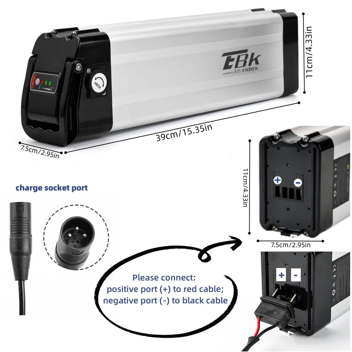 Batteria per Bici Elettrica con Caricabatteria - 36V 10Ah Batteria Ebike Pieghevoli Rimovibile al Litio Ricambio Pedelec Batterie 2 Pin con Maniglia Portatile