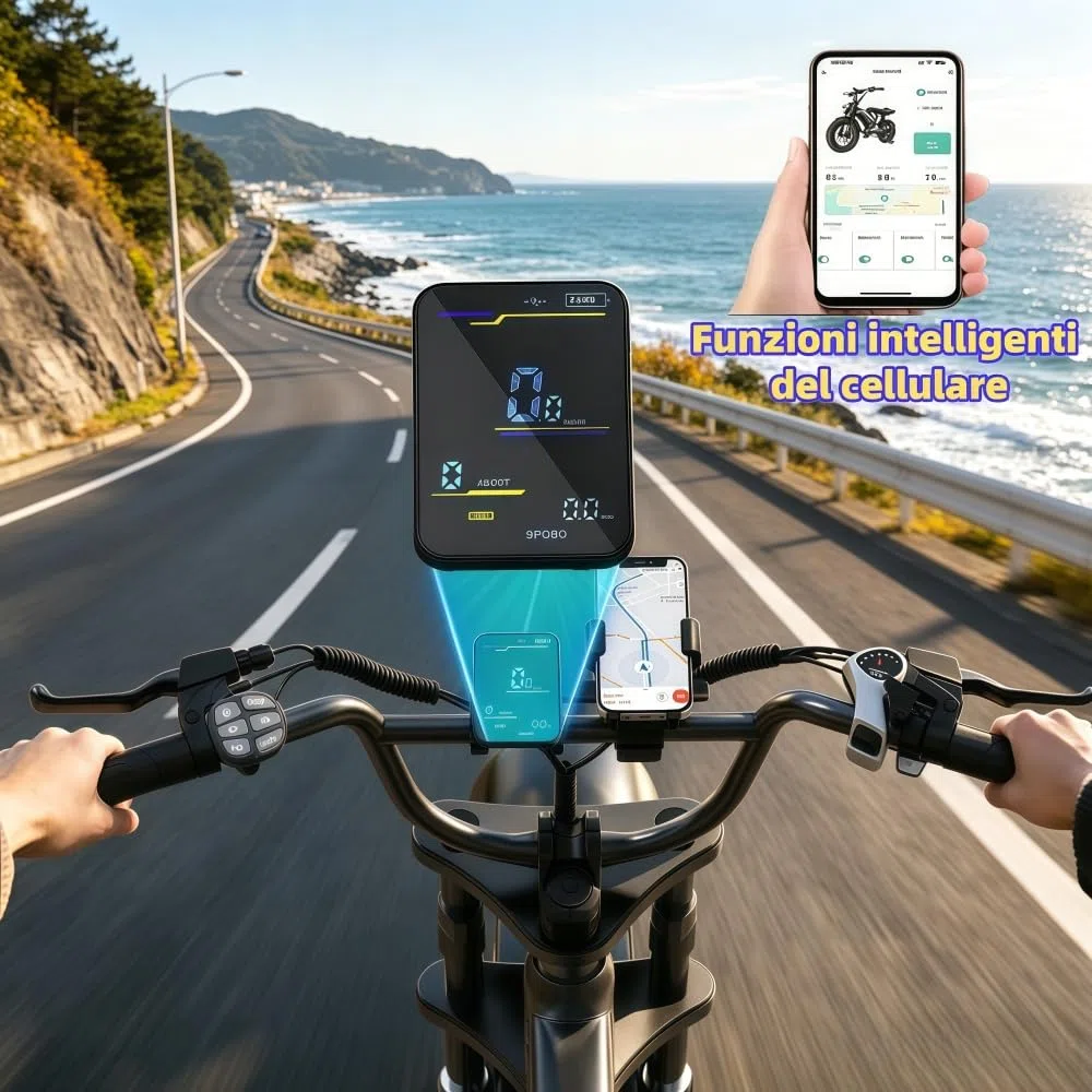 BK20 Bicicletta elettrica per adulti, 48V 20Ah, batteria rimovibile, autonomia 60-100 km, bicicletta elettrica 20 pollici, per tutti i terreni, doppia sospensione, 7 marce, doppio freno a disco