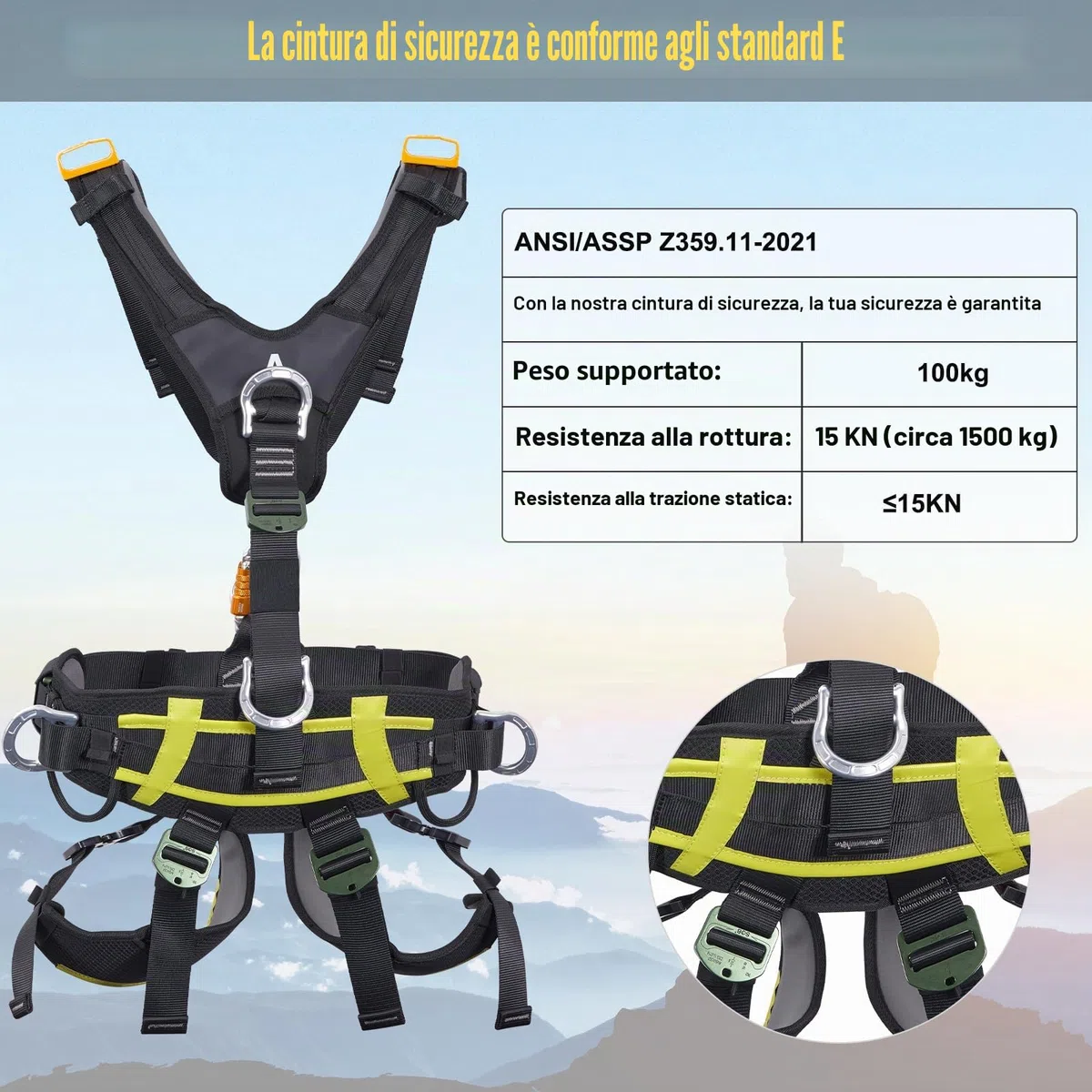 SOB Imbracatura Arrampicata, Imbracatura Sicurezza Lavori in Altezza Progettato per tenuta, anticaduta e sospensione