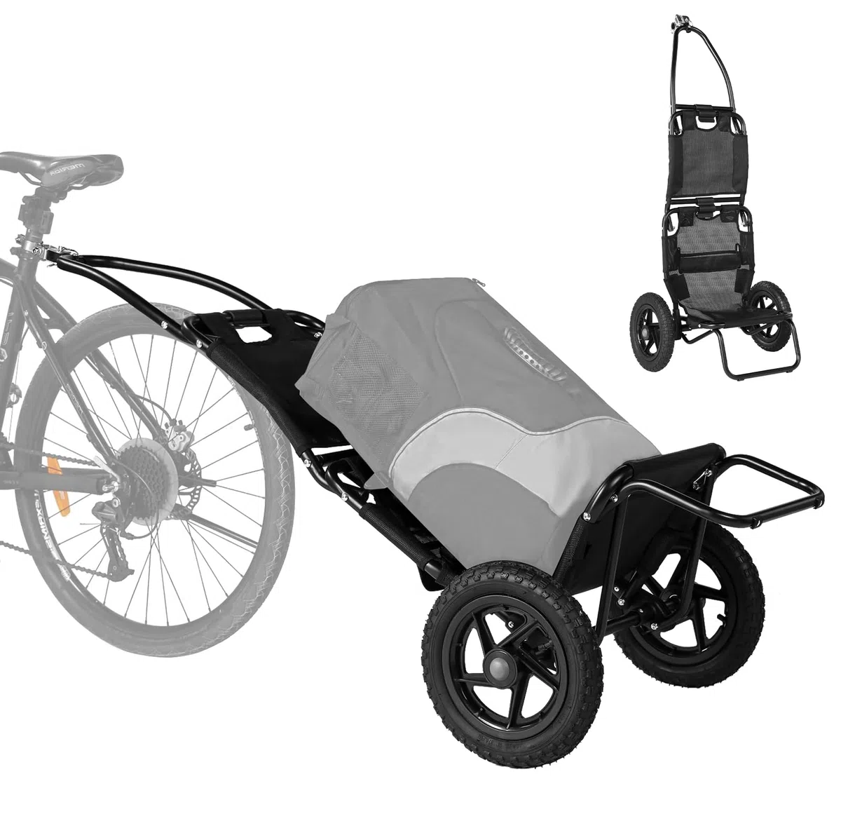 SEPNINE Rimorchio per Bicicletta, Carrello per Bicicletta Pieghevole Moderno e Minimalista, Telaio in Alluminio, Carico Massimo 20 kg, Rosso/Nero