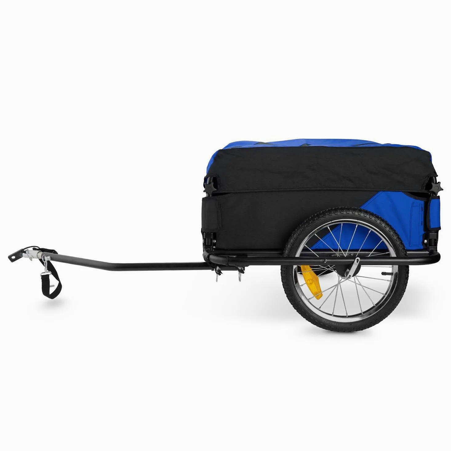 Duramaxx Mountee - Rimorchio Bici, Cargo Bike, Carrello Bici 130 L, 60kg, Camera d'Aria con Valvola Automatica, Copertura in Nylon, Pneumatico da 16", Raggi in Acciaio, Pieghevole, Blu