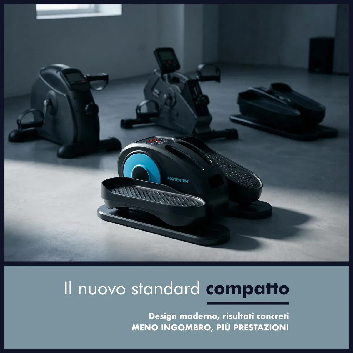 PORTENTUM Mini ellittica da casa elettrica con bande di resistenza – Tappetino e cinghie – Pedaliera riabilitazione automatica e manuale 12 velocità – Telecomando e motore silenzioso